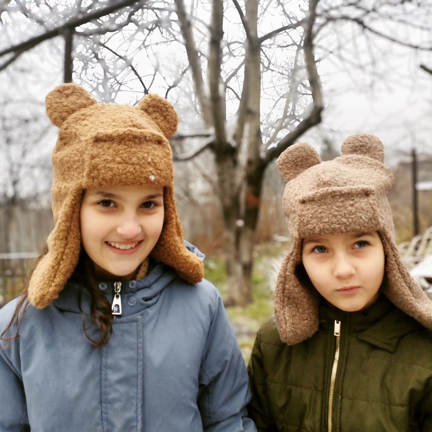 Hat with teddy bear ears